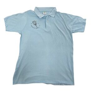 Vintage 1989 USAFE Racquetball Polo Shirt Made in USA Single Stitch L Blue